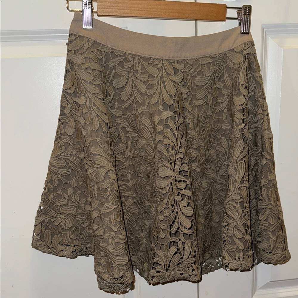 Supertrash Floral Taupe Neutral Short Mini Skirt 34 NWT